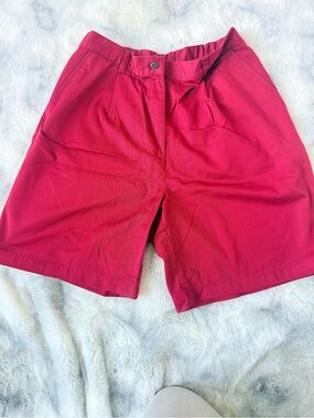 L.L.Bean Women’s Red Chino Shorts Size 14 Cotton Blend Classic Fit